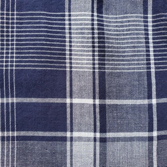 Columbia Plaid Shirt Sz L Times Two Long Sleeve Tunic Blue Roll Tab 100% Cotton - Picture 3 of 11